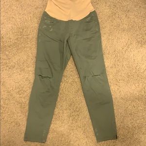 Motherhood Maternity green ripped jeans